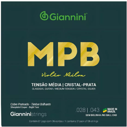 Encordoamento Giannini Mpb Violão Nylon Cristal Prata GENWS